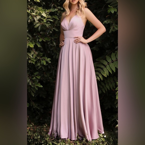 Cinderella Divine Long Formal Gown Size 4 – Mauve Pink Satin Look Maxi Dress - Picture 1 of 14